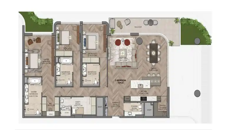3 Bedroom with Maid Type